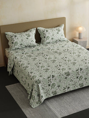 100% Cotton Double Bedsheet Set, 144 TC Printed, Lumina Floret Collection