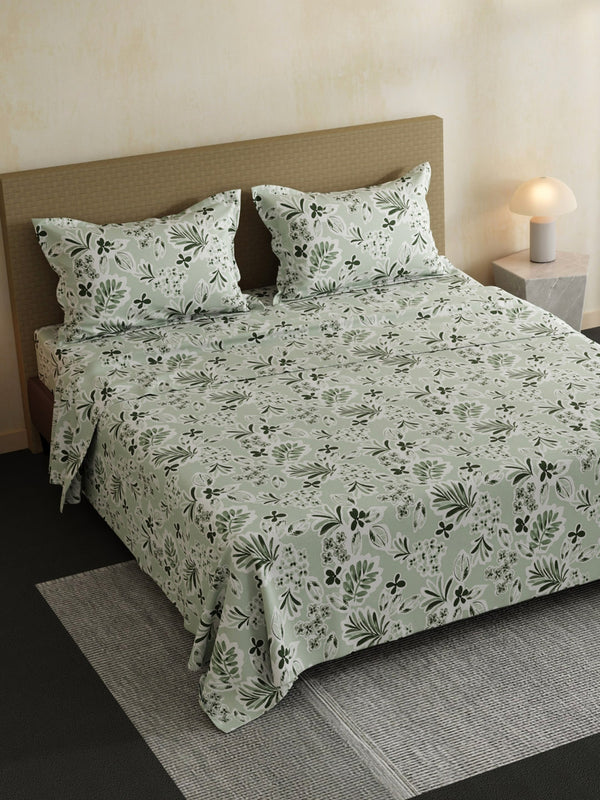 100% Cotton Double Bedsheet Set, 144 TC Printed, Lumina Floret Collection