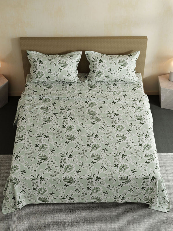 100% Cotton Double Bedsheet Set, 144 TC Printed, Lumina Floret Collection