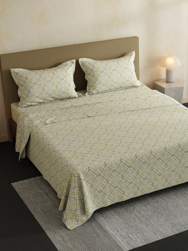 100% Cotton Double Bedsheet Set, 144 TC Printed, Lumina Floret Collection