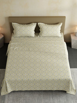 100% Cotton Double Bedsheet Set, 144 TC Printed, Lumina Floret Collection