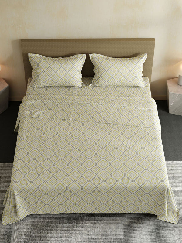 100% Cotton Double Bedsheet Set, 144 TC Printed, Lumina Floret Collection
