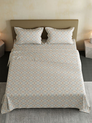 100% Cotton Double Bedsheet Set, 144 TC Printed, Lumina Floret Collection