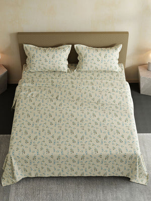 100% Cotton Double Bedsheet Set, 144 TC Printed, Lumina Floret Collection