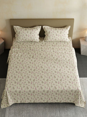 100% Cotton Double Bedsheet Set, 144 TC Printed, Lumina Floret Collection