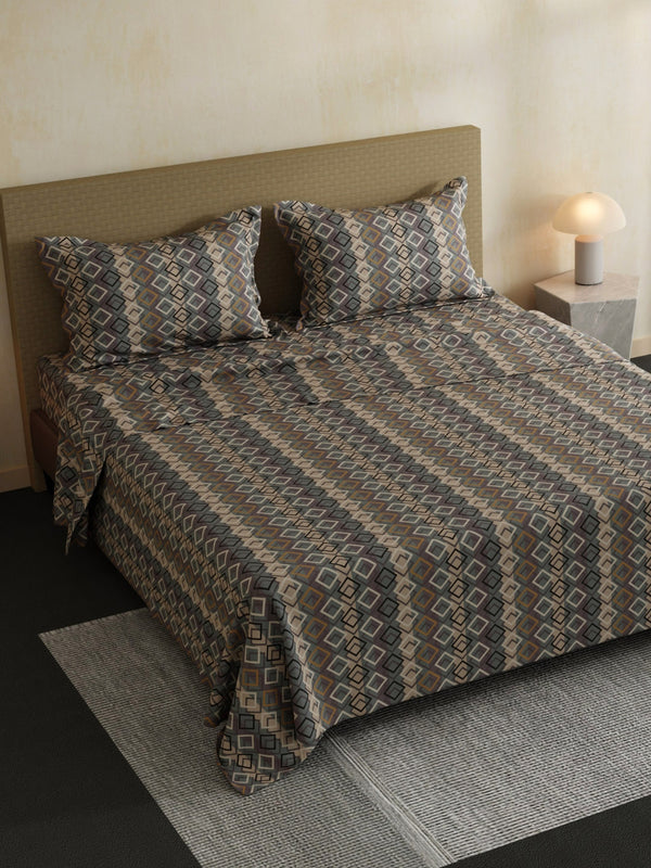 100% Cotton Double Bedsheet Set, 144 TC Printed, Lumina Floret Collection
