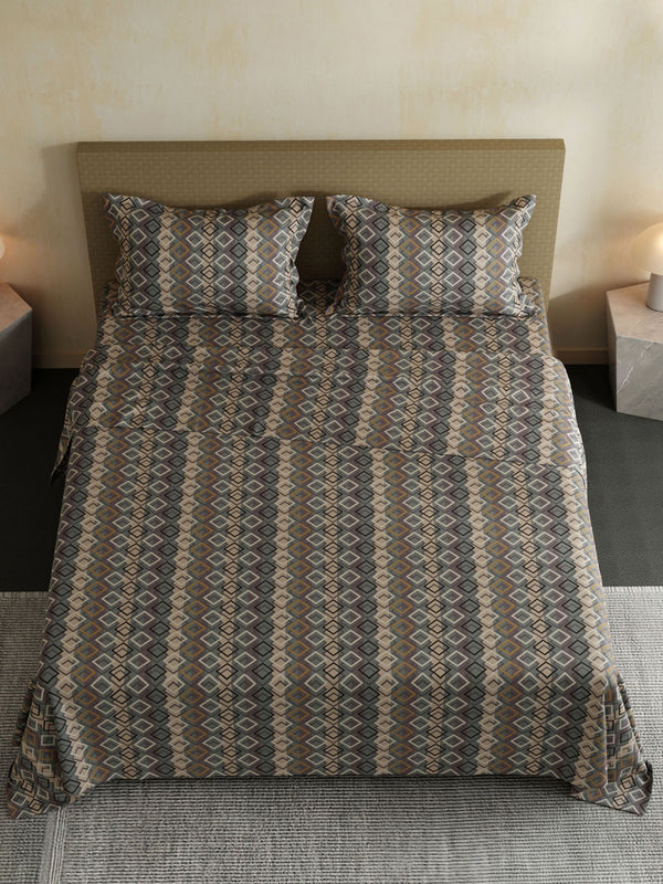 100% Cotton Double Bedsheet Set, 144 TC Printed, Lumina Floret Collection