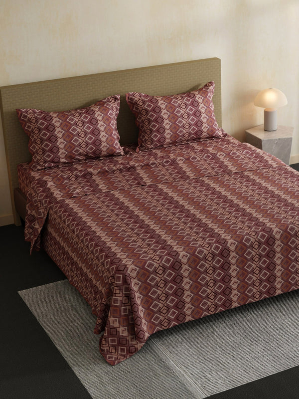 100% Cotton Double Bedsheet Set, 144 TC Printed, Lumina Floret Collection