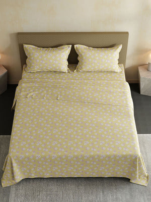 100% Cotton Double Bedsheet Set, 144 TC Printed, Lumina Floret Collection