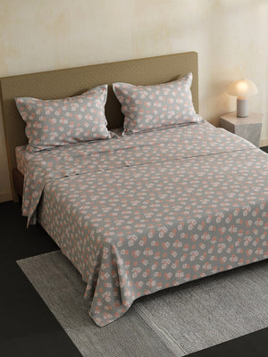 100% Cotton Double Bedsheet Set, 144 TC Printed, Lumina Floret Collection