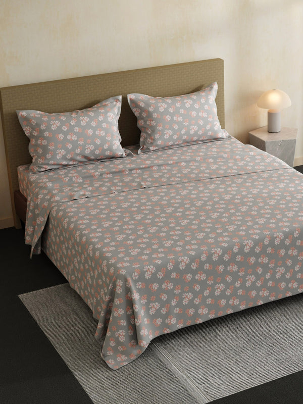 100% Cotton Double Bedsheet Set, 144 TC Printed, Lumina Floret Collection