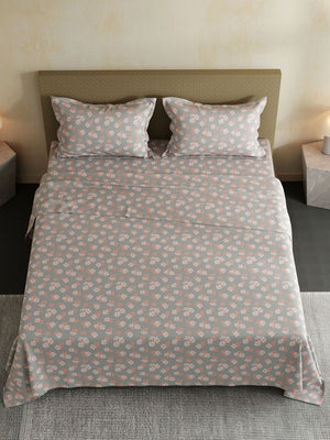 100% Cotton Double Bedsheet Set, 144 TC Printed, Lumina Floret Collection