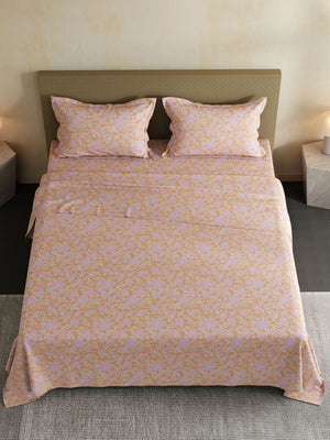 100% Cotton Double Bedsheet Set, 144 TC Printed, Lumina Floret Collection
