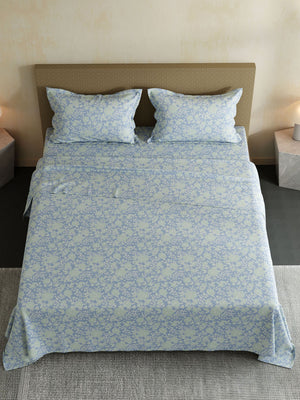 100% Cotton Double Bedsheet Set, 144 TC Printed, Lumina Floret Collection