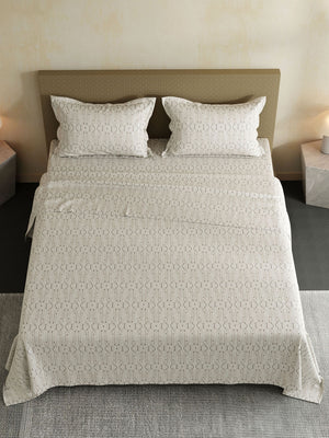 100% Cotton Double Bedsheet Set, 144 TC Printed, Lumina Floret Collection