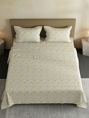 100% Cotton Double Bedsheet Set, 144 TC Printed, Lumina Floret Collection