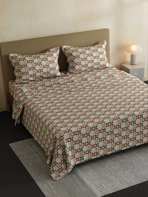 100% Cotton Double Bedsheet Set, 144 TC Printed, Lumina Floret Collection