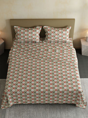 100% Cotton Double Bedsheet Set, 144 TC Printed, Lumina Floret Collection