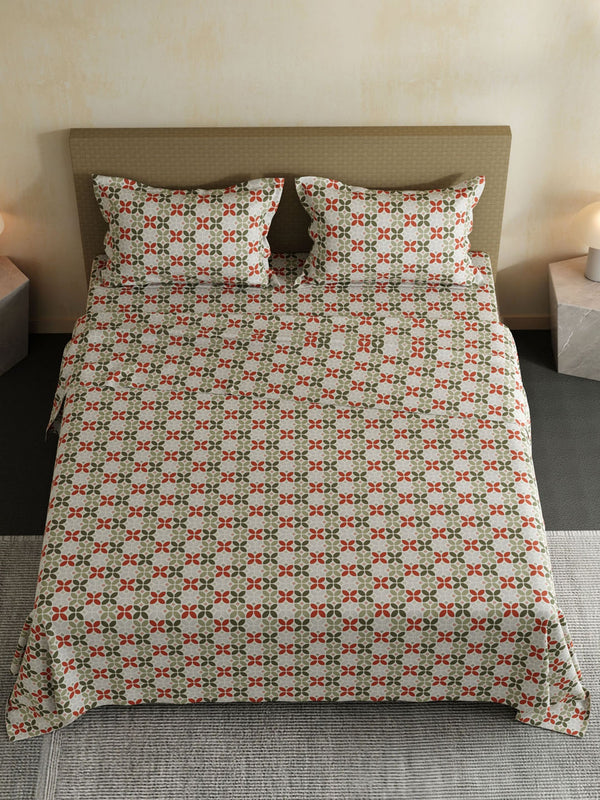 100% Cotton Double Bedsheet Set, 144 TC Printed, Lumina Floret Collection