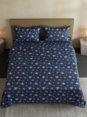100% Cotton Double Bedsheet Set, 144 TC Printed, Lumina Floret Collection