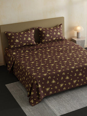 100% Cotton Double Bedsheet Set, 144 TC Printed, Lumina Floret Collection