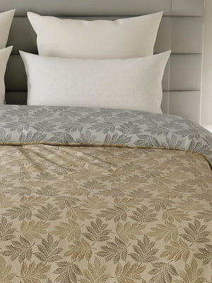 Reversible Double Comforter, 100% Cotton 140 TC, Brown & Grey Floral, For Mild Winter & All Season Lumina Floret