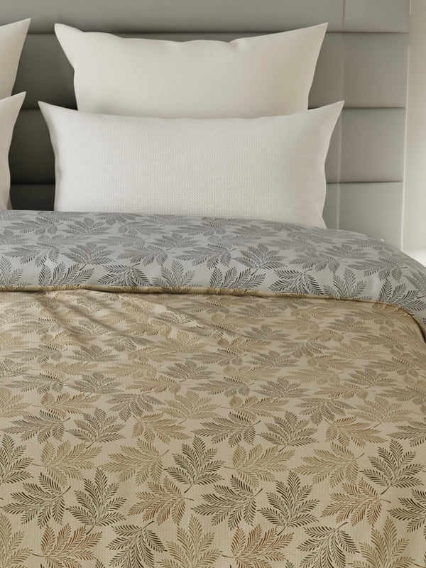 Reversible Double Comforter, 100% Cotton 140 TC, Brown & Grey Floral, For Mild Winter & All Season Lumina Floret