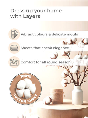 Reversible Double Comforter, 100% Cotton 140 TC, Brown & Grey Floral, For Mild Winter & All Season Lumina Floret