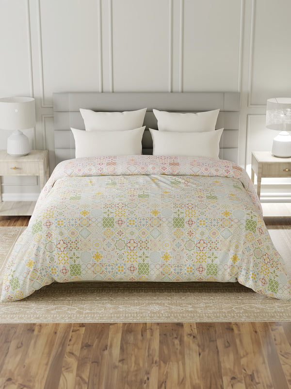 100% Cotton Double Reversible Comforter, 144 TC Printed, Lumina Floret Collection