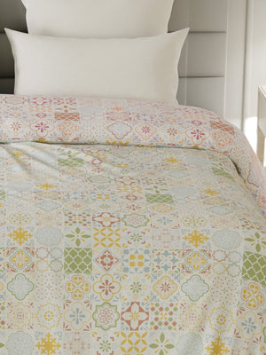 100% Cotton Double Reversible Comforter, 144 TC Printed, Lumina Floret Collection