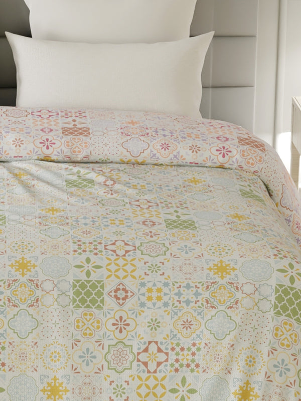 100% Cotton Double Reversible Comforter, 144 TC Printed, Lumina Floret Collection