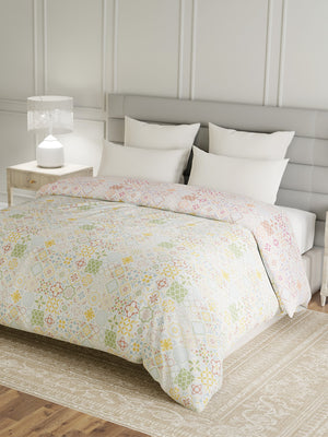 100% Cotton Double Reversible Comforter, 144 TC Printed, Lumina Floret Collection