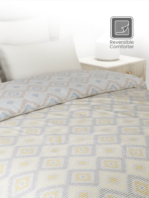 100% Cotton Double Reversible Comforter, 144 TC Printed, Lumina Floret Collection