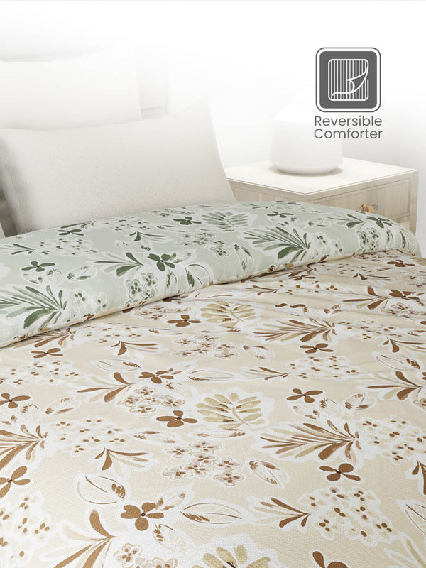 100% Cotton Double Reversible Comforter, 144 TC Printed, Lumina Floret Collection