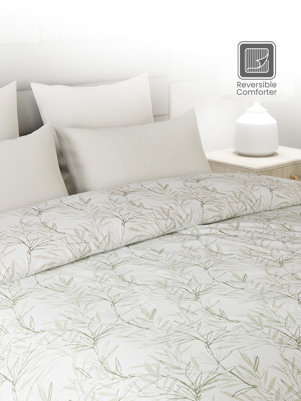 100% Cotton Double Reversible Comforter, 144 TC Printed, Lumina Floret Collection