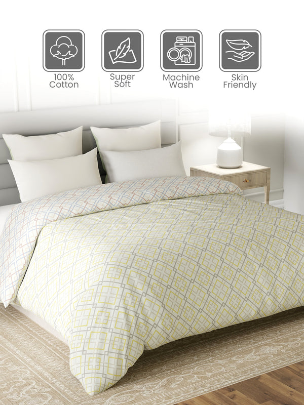 Reversible Double Comforter, 100% Cotton 140 TC, Multicolor Geometrical, For Mild Winter & All Season Lumina Floret