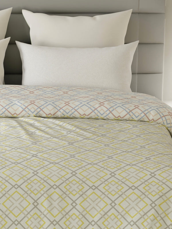 Reversible Double Comforter, 100% Cotton 140 TC, Multicolor Geometrical, For Mild Winter & All Season Lumina Floret