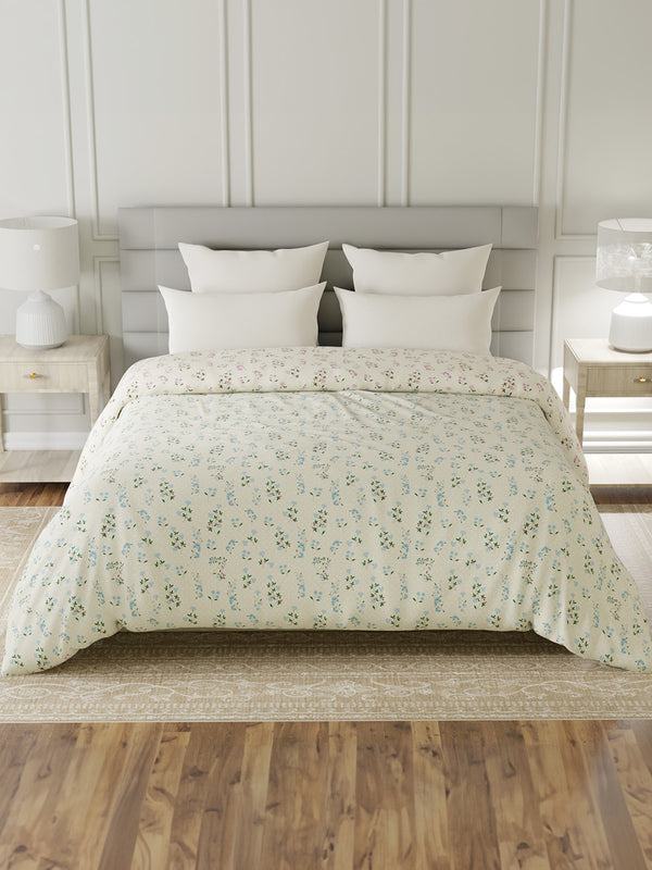 100% Cotton Double Reversible Comforter, 144 TC Printed, Lumina Floret Collection