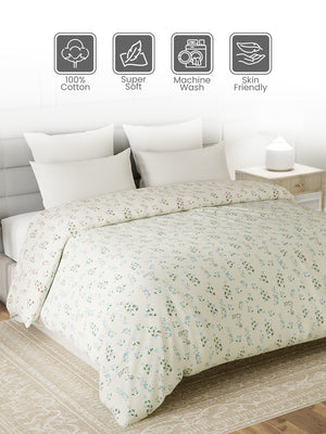 100% Cotton Double Reversible Comforter, 144 TC Printed, Lumina Floret Collection