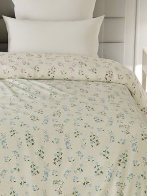 100% Cotton Double Reversible Comforter, 144 TC Printed, Lumina Floret Collection