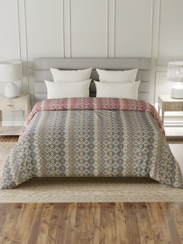 100% Cotton Double Reversible Comforter, 144 TC Printed, Lumina Floret Collection