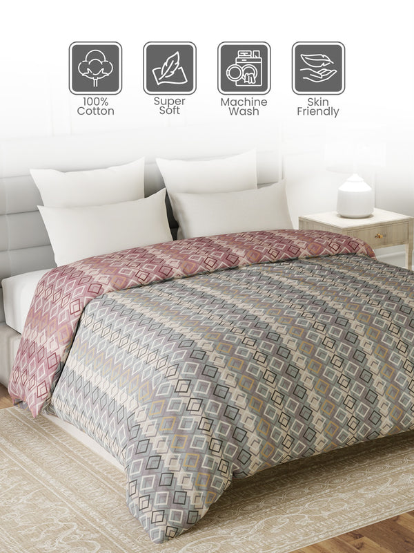100% Cotton Double Reversible Comforter, 144 TC Printed, Lumina Floret Collection