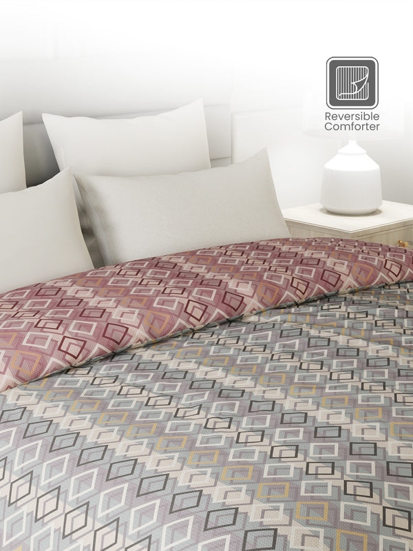 100% Cotton Double Reversible Comforter, 144 TC Printed, Lumina Floret Collection