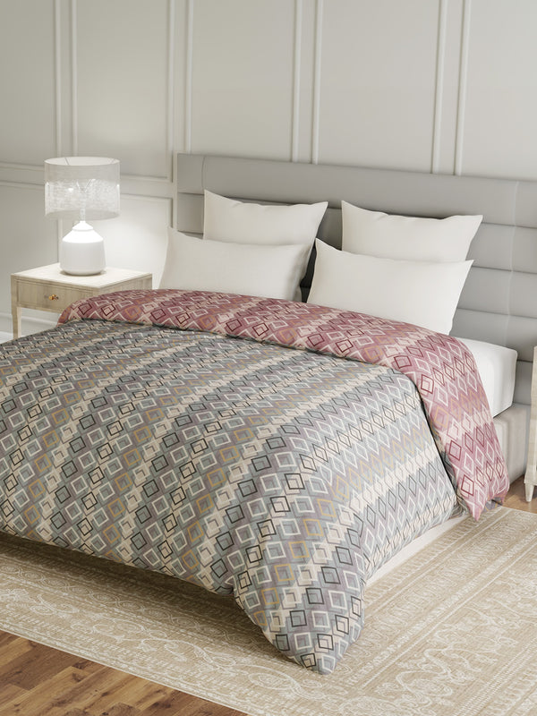 100% Cotton Double Reversible Comforter, 144 TC Printed, Lumina Floret Collection