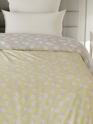 100% Cotton Double Reversible Comforter, 144 TC Printed, Lumina Floret Collection