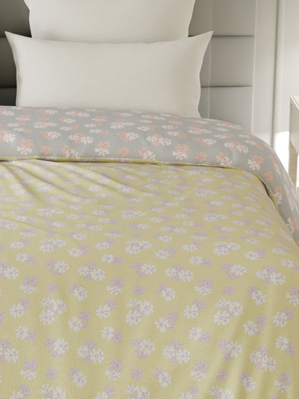 100% Cotton Double Reversible Comforter, 144 TC Printed, Lumina Floret Collection
