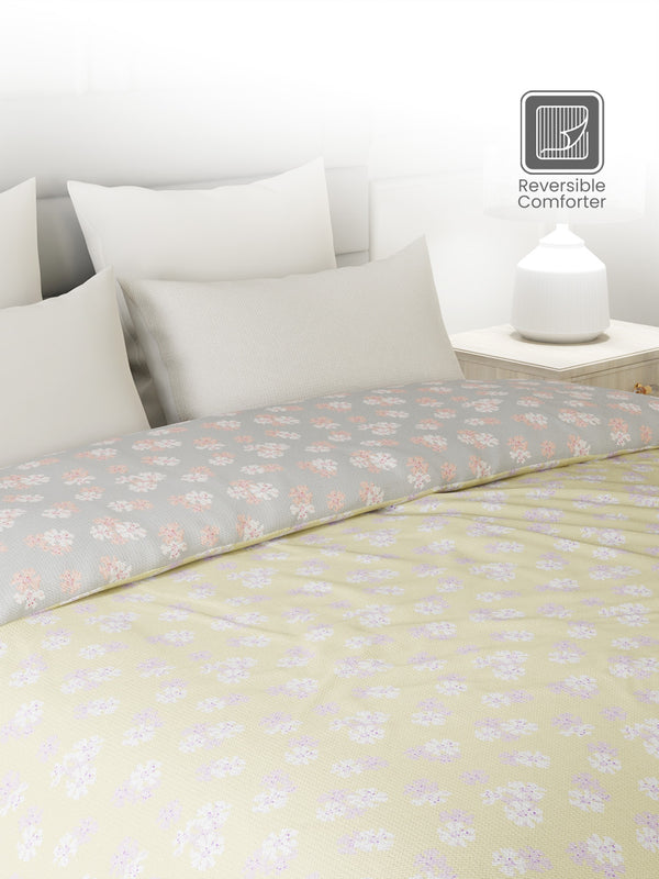 100% Cotton Double Reversible Comforter, 144 TC Printed, Lumina Floret Collection