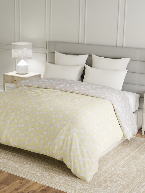 100% Cotton Double Reversible Comforter, 144 TC Printed, Lumina Floret Collection