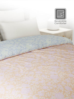 100% Cotton Double Reversible Comforter, 144 TC Printed, Lumina Floret Collection