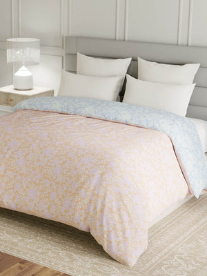 100% Cotton Double Reversible Comforter, 144 TC Printed, Lumina Floret Collection